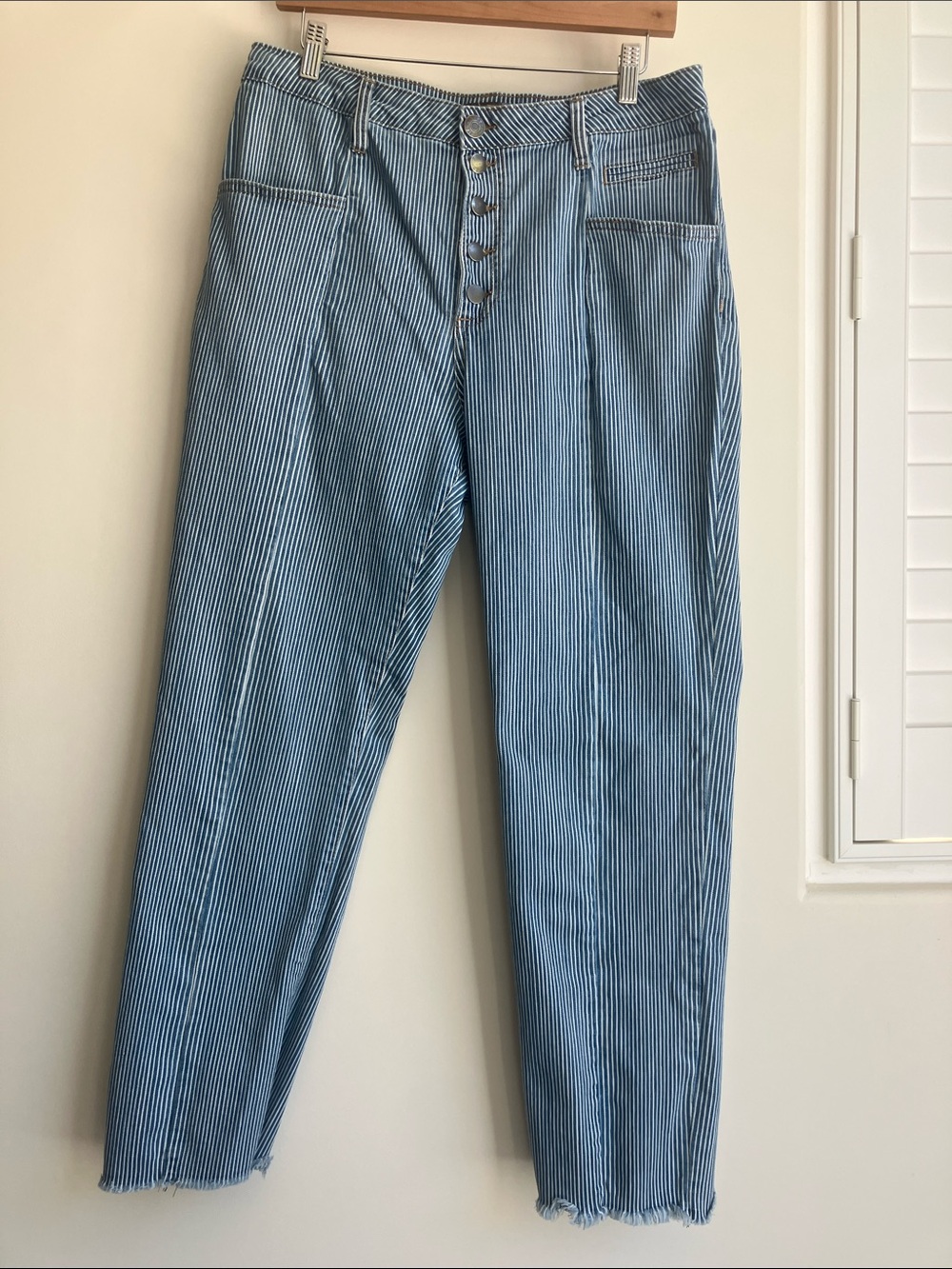 KUT FROM THE CLOTH Kelsey Pintuck High Waist Raw Hem Denim Stretch Jeans Size 14